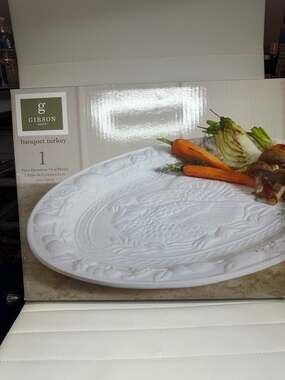 Gibson Home Banquet Turkey 16-inch Durastone Oval Platter